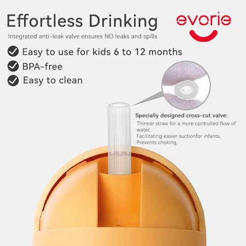 Evorie Tritan Baby Sippy Cup Weighted Gravity Straw Toddler Beginner Training Bottle, 7 Oz Leakproof Award Winning Infant Water Bottle with Handles for 6 months above - 16