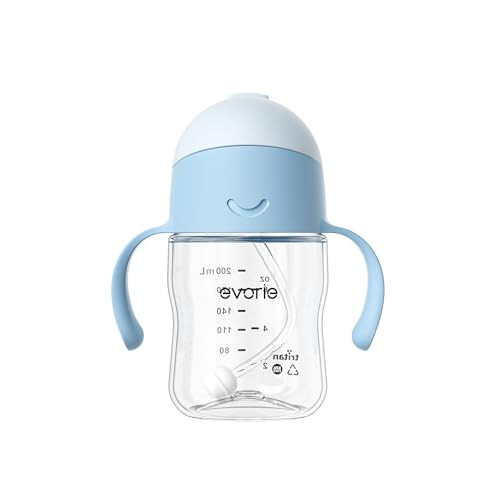 Evorie Tritan Baby Sippy Cup Weighted Gravity Straw Toddler Beginner Training Bottle, 7 Oz Leakproof Award Winning Infant Water Bottle with Handles for 6 months above - 19