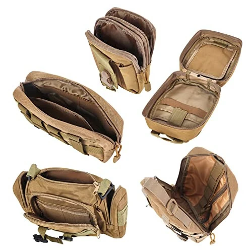 Universal Tactical Car Seat Back Organizer Bag Tactical Molle Vehicle Organizers Panel Vehicle Protector Organizers with 5 Detachable Pouches for Car Truck Ford Jeep (Khaki) - 6