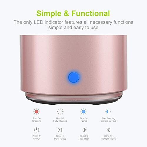 EWA A106 Portable Mini Bluetooth Speaker, Enhanced Bass and High Definition Sound, Portable Design, for iPhone, iPad, Nexus, Laptops and More (Rosegold) - 5