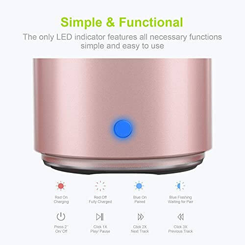 EWA A106 Portable Mini Bluetooth Speaker, Enhanced Bass and High Definition Sound, Portable Design, for iPhone, iPad, Nexus, Laptops and More (Rosegold) - 5