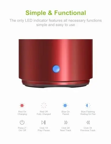 EWA Travel Case Packed, A106 Pro Portable Bluetooth Speaker with Custom Bass Radiator, Brief Design, IP67 Waterproof, Perfect Mini Speaker for Shower, Room, Bike, Car (Red) - 4