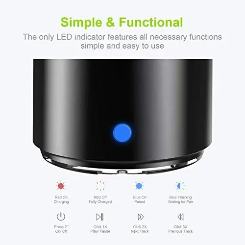 EWA Travel Case Packed, A106 Pro Portable Bluetooth Speaker with Custom Bass Radiator, Brief Design, IP67 Waterproof, Perfect Mini Speaker for Shower, Room, Bike, Car (Black) - 5
