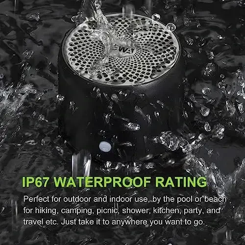 EWA Travel Case Packed, A106 Pro Portable Bluetooth Speaker with Custom Bass Radiator, Brief Design, IP67 Waterproof, Perfect Mini Speaker for Shower, Room, Bike, Car (Black) - 4