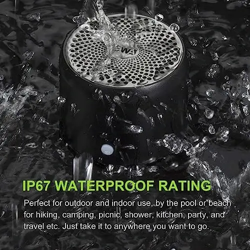 EWA Travel Case Packed, A106 Pro Portable Bluetooth Speaker with Custom Bass Radiator, Brief Design, IP67 Waterproof, Perfect Mini Speaker for Shower, Room, Bike, Car (Black) - 4