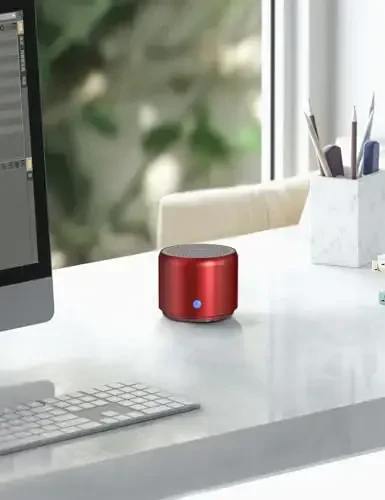 EWA Travel Case Packed, A106 Pro Portable Bluetooth Speaker with Custom Bass Radiator, Brief Design, IP67 Waterproof, Perfect Mini Speaker for Shower, Room, Bike, Car (Red) - 7