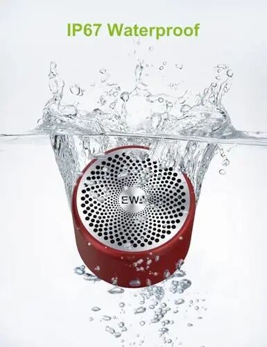 EWA Travel Case Packed, A106 Pro Portable Bluetooth Speaker with Custom Bass Radiator, Brief Design, IP67 Waterproof, Perfect Mini Speaker for Shower, Room, Bike, Car (Red) - 5