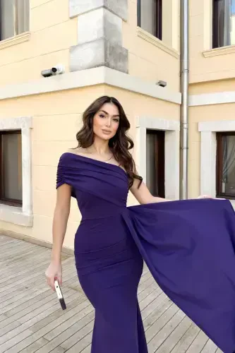 Ewo Kuyruqli Yelkali Bir Yelkali Kechki Libos - Olxo'ri - 4