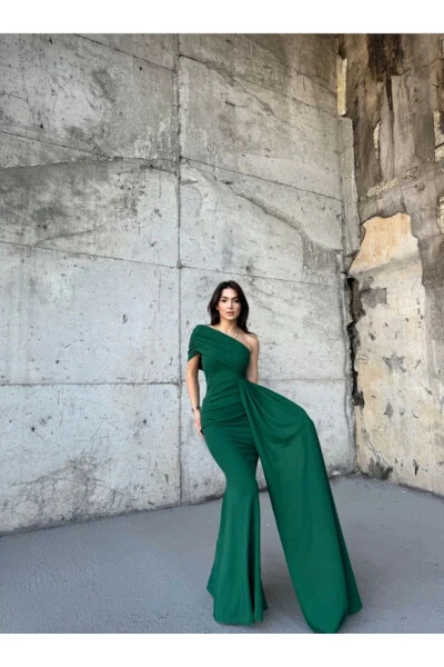 Ewo One-Shoulder Emerald Gown - Modazone