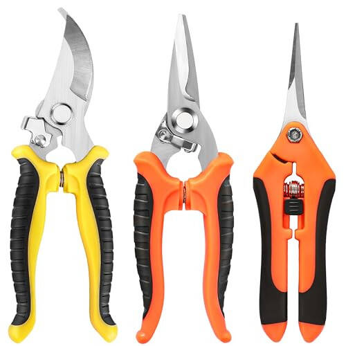 EWPJDK 3 Pack Garden Pruning Shears, Stainless Steel Garden Shears, Gardening Shears, Gardening Scissors, Garden Scissors, Garden Clippers, Pruning Snips, Pruning Shears for Gardening Garden Tools - 1