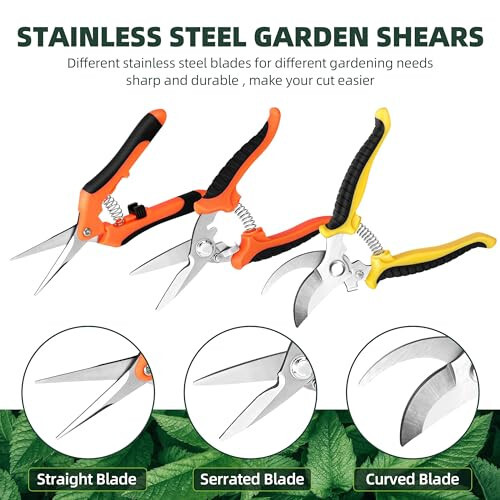 EWPJDK 3 Pack Garden Pruning Shears, Stainless Steel Garden Shears, Gardening Shears, Gardening Scissors, Garden Scissors, Garden Clippers, Pruning Snips, Pruning Shears for Gardening Garden Tools - 2