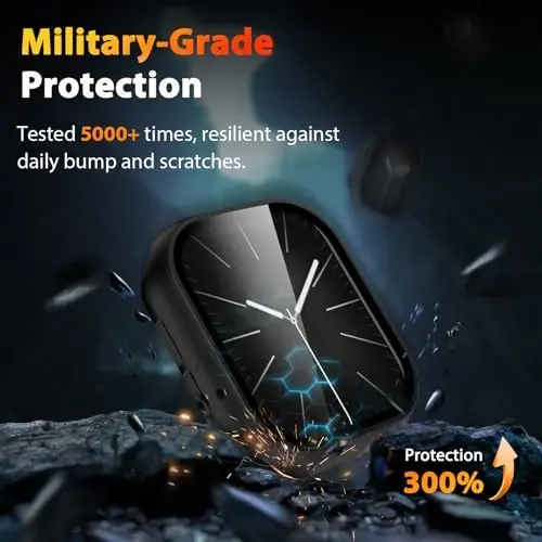 EWUONU 2 Pack Apple Watch Series 11 (2025) Series 10 42mm ekran himoyachisi uchun qattiq g'ilof, закаленное стекло бампери iWatch Series 11/10 42mm uchun tirnalishga qarshi HD ultra yupqa himoya qopqog'i, qora - 3
