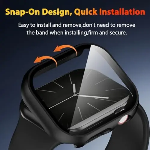EWUONU 2 Pack Apple Watch Series 11 (2025) Series 10 42mm ekran himoyachisi uchun qattiq g'ilof, закаленное стекло бампери iWatch Series 11/10 42mm uchun tirnalishga qarshi HD ultra yupqa himoya qopqog'i, qora - 4