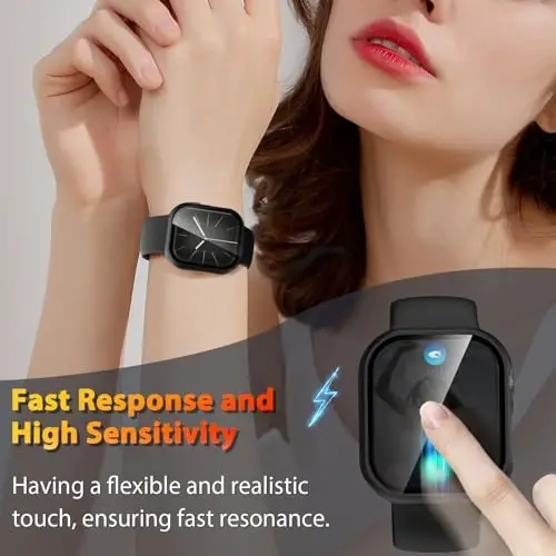 EWUONU 2 Pack Apple Watch Series 11 (2025) Series 10 42mm ekran himoyachisi uchun qattiq g'ilof, закаленное стекло бампери iWatch Series 11/10 42mm uchun tirnalishga qarshi HD ultra yupqa himoya qopqog'i, qora - 6