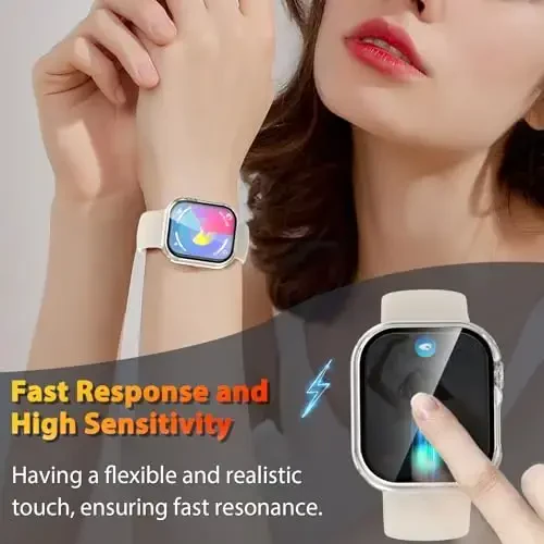 EWUONU 2 Pack Apple Watch Series 11 (2025) Series 10 46mm ekran himoyasi uchun qattiq g'ilof, Temperlangan shisha Bumper tirnalishga qarshi HD Ultra yupqa himoya qopqog'i iWatch Series 11/10 46mm, Shaffof - 6