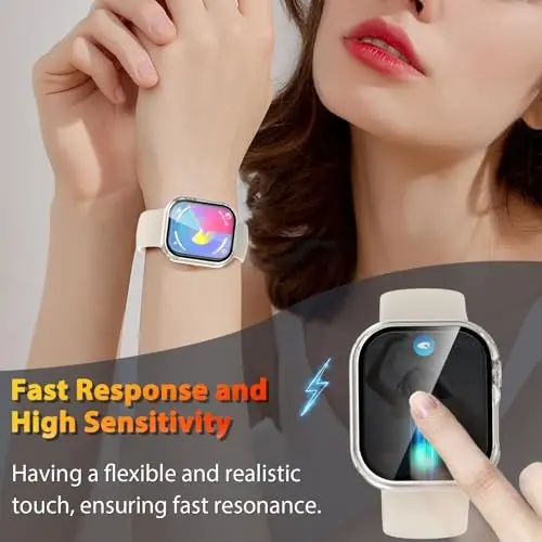 EWUONU 2 Pack Hard Case for Apple Watch Series 11 (2025) Series 10 46mm Screen Protector, Tempered Glass Bumper Anti-Scratch HD Ultra-Thin Protective Face Cover for iWatch Series 11/10 46mm, Clear - 6