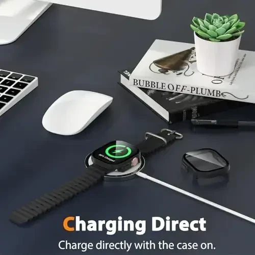 EWUONU 2 Pack Hard Case for Apple Watch Ultra 3/2/Ultra 49mm Screen Protector, Tempered Glass Bumper Anti-Scratch HD Ultra-Thin Protective Face Cover for iWatch Ultra 3/2/1 49mm, Black - 7