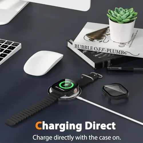 EWUONU 2 Pack Hard Case for Apple Watch Ultra 3/2/Ultra 49mm Screen Protector, Tempered Glass Bumper Anti-Scratch HD Ultra-Thin Protective Face Cover for iWatch Ultra 3/2/1 49mm, Black - 7