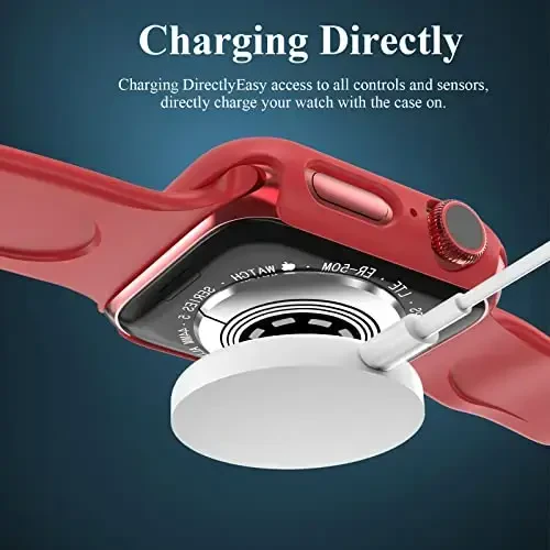 EWUONU 3 Pack Case Apple Watch SE 3 Series 6/5/4 40mm bilan mos keladi, Tempered Glass Screen Protector, Hard PC Full Coverage Ultra-Thin HD Bumper Protective Cover iWatch 40mm uchun, Qora/Oq/Qizil - 5