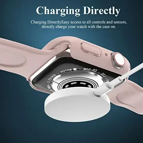 EWUONU 3 Pack Case Compatible with Apple Watch Series 9/8/7 41mm with Tempered Glass Screen Protector, Hard PC Full Cover Ultra-Thin HD Bumper Protective Cover for iWatch 41mm, Rose Gold/Pink/Clear - 5