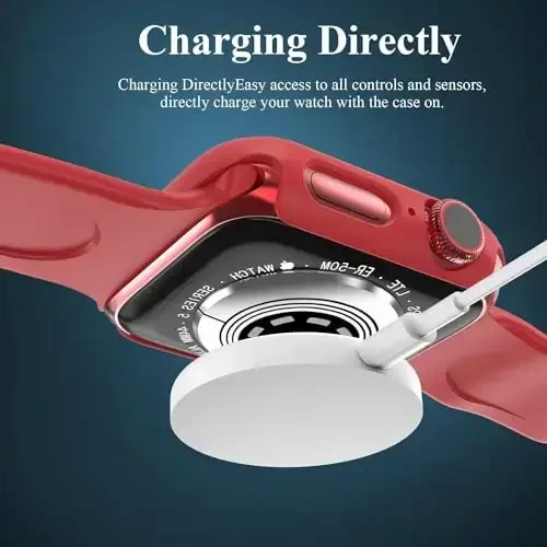 EWUONU [3 Pack] Case for Apple Watch Series 9/8/7 45mm with Tempered Glass Screen Protector, Hard PC Full Coverage Ultra-Thin HD Bumper Protective Cover for iWatch Series 9/8/7 45mm, Black/White/Red - 5