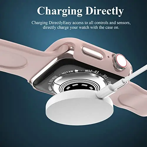 EWUONU 3'lü Kılıf, Apple Watch SE 3 Serisi 6/5/4 40mm ile Uyumlu Temperli Cam Ekran Koruyucu, Sert PC Tam Kapsama Ultra İnce HD Tampon Kılıf iWatch 40mm için, Gül Altın/Pembe/Şeffaf - 5