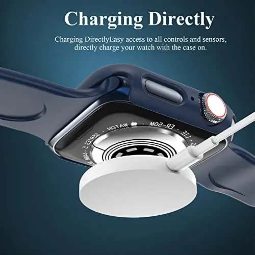 EWUONU 3 Pack Case Compatible with Apple Watch SE 3 Series 6/5/4 40mm with Tempered Glass Screen Protector, Hard PC Full Coverage Ultra-Thin HD Bumper Protective Cover for iWatch 40mm,Black/Blue/Clear - 5