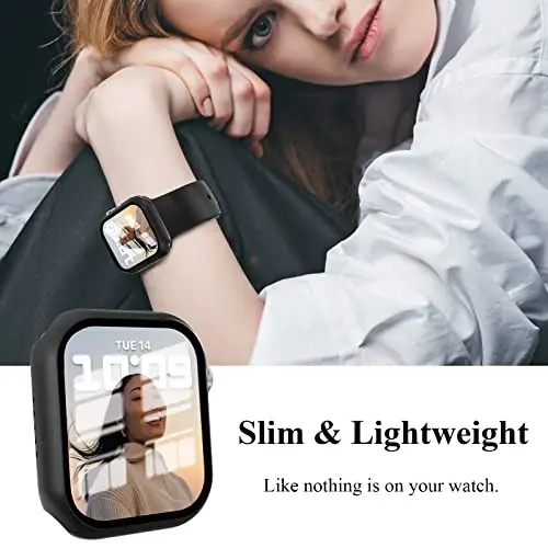 EWUONU 3 Pack Case Compatible with Apple Watch Series 9/8/7 45mm with Tempered Glass Screen Protector, Hard PC Full Coverage Ultra-Thin HD Bumper Protective Cover for iWatch 45mm, Black/Black/Black - 4