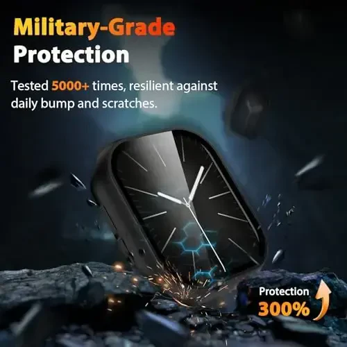 EWUONU Apple Watch Series 11 (2025) Series 10 46mm uchun 2 ta qattiq g'ilof, закалённое стекло ekran himoyachisi, chizishga qarshi HD ultra yupqa himoya qoplamasi iWatch Series 11/10 46mm, qora - 3