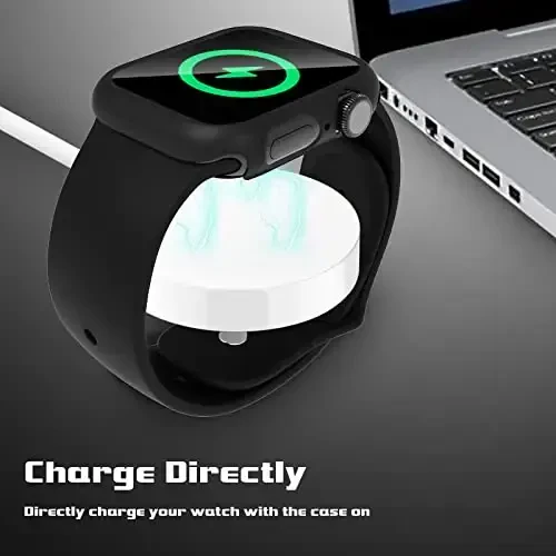 EWUONU Apple Watch Series 9 Series 8/7 45mm uchun 2 dona qattiq kompyuter qutisi ekran himoyachisi, закалённое shisha plyonkali qattiq bamper chizilishga qarshi HD Ultra yupqa himoya qopqog'i iWatch Series 9/8/7 45mm, Qora - 5