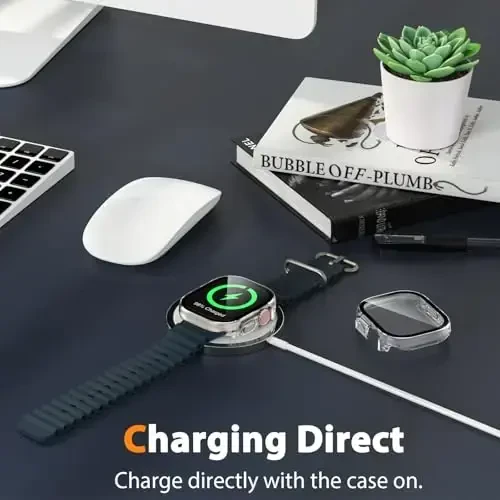 EWUONU 2 Pack Hard Case for Apple Watch Ultra 3/2/Ultra 49mm Screen Protector, Tempered Glass Bumper Anti-Scratch HD Ultra-Thin Protective Face Cover for iWatch Ultra 3/2/1 49mm, Clear - 7