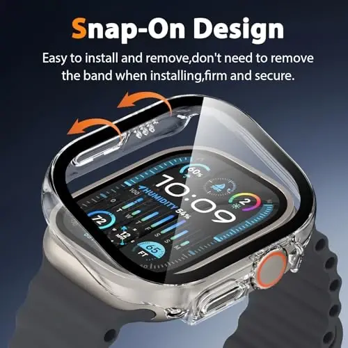 EWUONU 2 Pack Hard Case for Apple Watch Ultra 3/2/Ultra 49mm Screen Protector, Tempered Glass Bumper Anti-Scratch HD Ultra-Thin Protective Face Cover for iWatch Ultra 3/2/1 49mm, Clear - 4