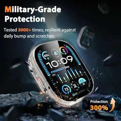 EWUONU Apple Watch Ultra 3/2/Ultra 49mm uchun 2 ta qattiq g'ilof, закалённое shisha himoya, tirnalishga qarshi HD ультра-ингичка himoya qopqog'i iWatch Ultra 3/2/1 49mm uchun, shaffof - 3