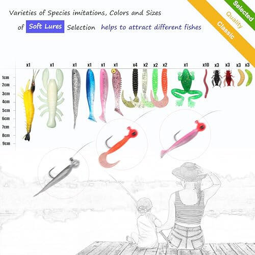 EXAURAFELIS Fishing Lure Fishing Lures kit Lure Set for Bass Trout Salmon Freshwater Fish Tackle Box Shrimp Worm Bait Spoon Grasshopper Crankbait Jigs Hooks Fishing Gear and Equipment - 5