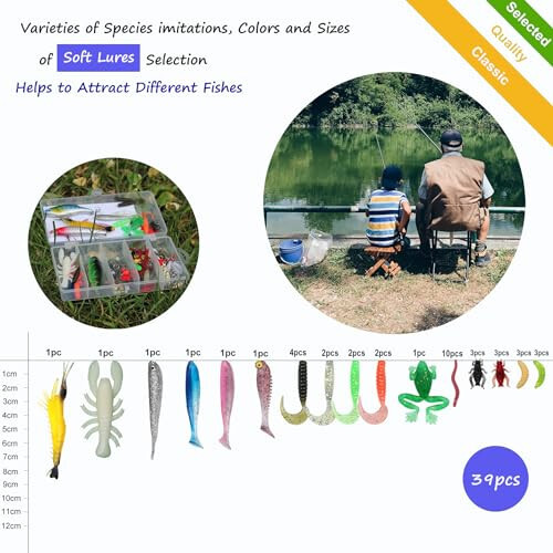 EXAURAFELIS Fishing Lures,Tackle Box with Tackle Included, Crankbaits, Spoon, Shrimp Worm Bait, Hooks,Weights & Other Accessories, Fishing Lures kit Lure Set for Bass Trout Salmon - 11