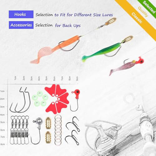 EXAURAFELIS Fishing Lures,Tackle Box with Tackle Included, Crankbaits, Spoon, Shrimp Worm Bait, Hooks,Weights & Other Accessories, Fishing Lures kit Lure Set for Bass Trout Salmon - 6