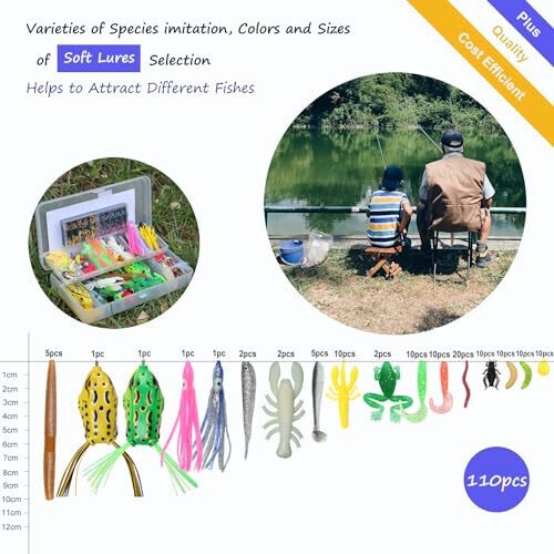 EXAURAFELIS Fishing Lure Fishing Lures kit Lure Set for Bass Trout Salmon Freshwater Fish Tackle Box Shrimp Worm Bait Spoon Grasshopper Crankbait Jigs Hooks Fishing Gear and Equipment - 5