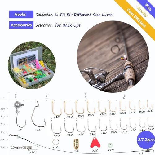 EXAURAFELIS Fishing Lure Fishing Lures kit Lure Set for Bass Trout Salmon Freshwater Fish Tackle Box Shrimp Worm Bait Spoon Grasshopper Crankbait Jigs Hooks Fishing Gear and Equipment - 6