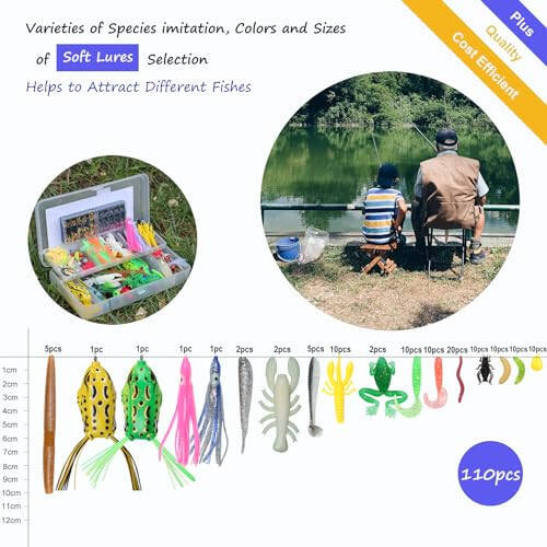EXAURAFELIS Fishing Lure Fishing Lures kit Lure Set for Bass Trout Salmon Freshwater Fish Tackle Box Shrimp Worm Bait Spoon Grasshopper Crankbait Jigs Hooks Fishing Gear and Equipment - 5