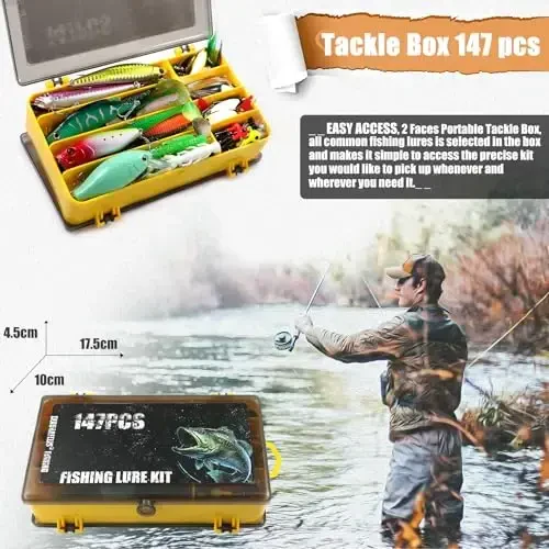 EXAURAFELIS Fishing Lure Fishing Lures kit Lure Set for Bass Trout Salmon Freshwater Fish Tackle Box Shrimp Worm Bait Spoon Grasshopper Crankbait Jigs Hooks Fishing Gear and Equipment - 7