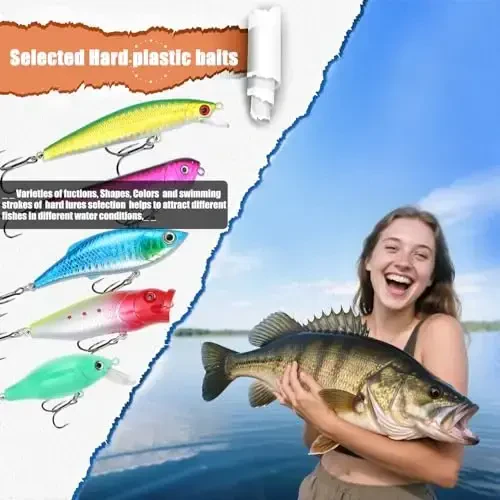 EXAURAFELIS Baliq ovlash uchun o'lja Baliq ovlash o'ljalari to'plami Bass Trout Salmon Chuchuk suv baliqlari uchun o'lja to'plami Qisqichbaqa chuvalchang o'ljasi Qoshiq chigirtka Krankbait Jiglar Ilgaklar Baliq ovlash uskunasi va jihozlari - 3