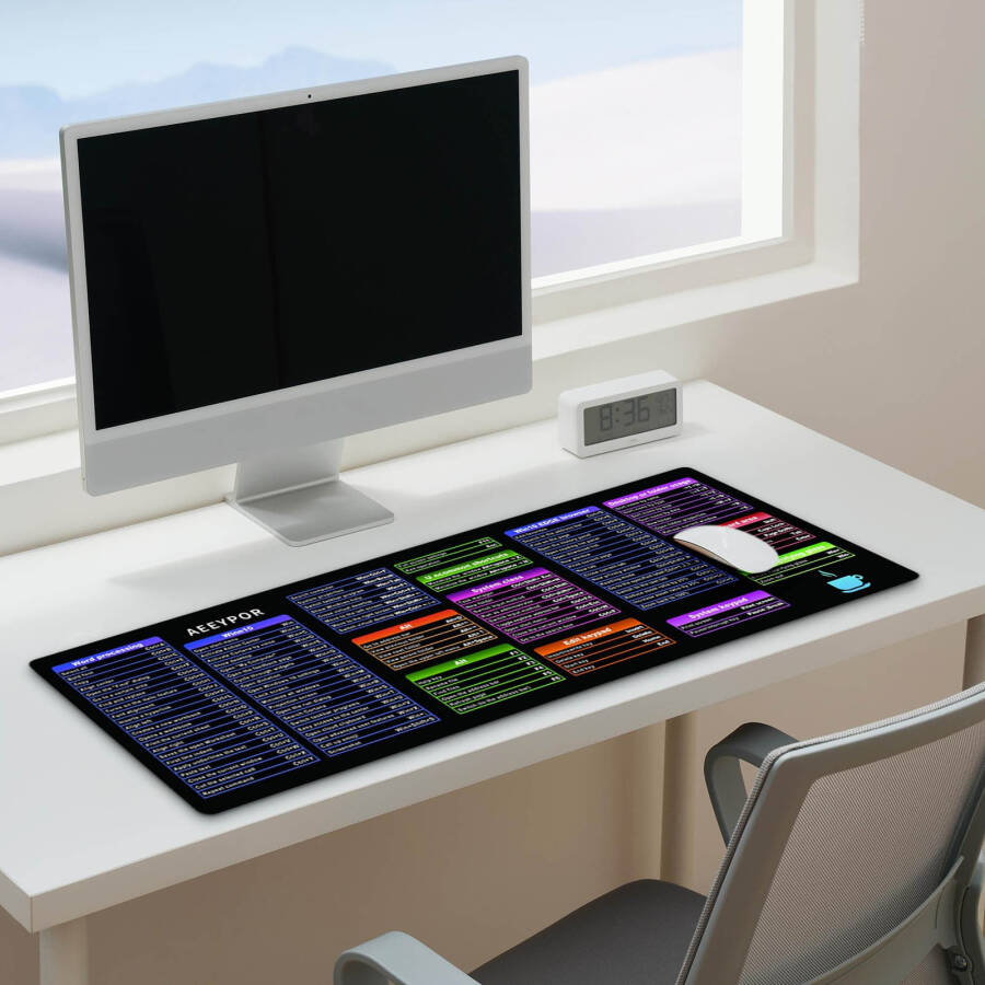 Excel Klavye Kısayolları Fare Altlığı - Hile Sayfası Oyun Fare Altlığı | PC Ofis Elektronik Tablo Klavye Paspası | Kaymaz Dikişli Kenar, Ofis Kalınlaştırılmış Klavye - 1