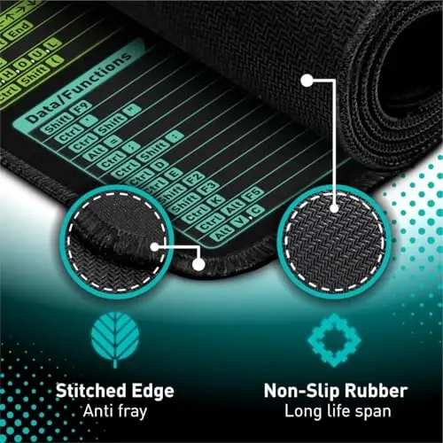 Excel Qisqa Yo'l Tugmalari Sichqoncha Pad - Keng Katta XL Hile Varag'i O'yin Sichqoncha Pad | Kompyuter Ofis Elektron Jadvali Klaviatura Paspas | Sirpanmaydigan Tikilgan Chekka - 5