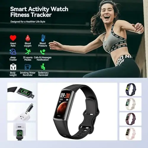Excelpeakia Fitness Tracker, 25 ta sport rejimi, yurak urish tezligini/qon kislorodini va bosimni kuzatuvchi, uyqu, qadamlar/kaloriyalarni hisoblovchi, suv o'tkazmaydigan aqlli soat, aqlli bilaguzuk Android va iOS telefonlari uchun - 4