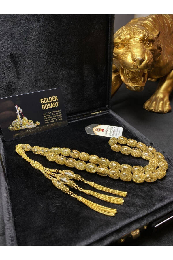 Exclusive design, 24 karat gold-plated beads, 14 karat gold-plated rosary. - 1