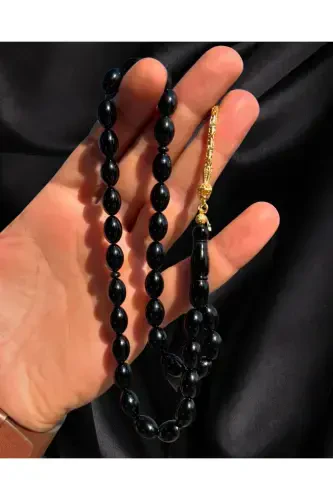 Exclusive Design 925 ayar Moon-Star Silver Tassel Barley Cut Fire Amber Tasbih - 4
