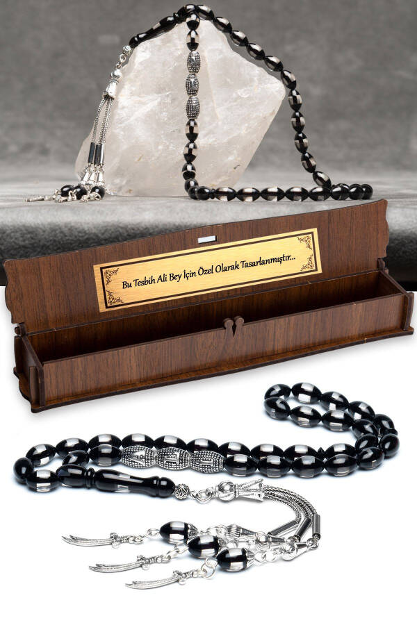 Exclusive Prayer Beads for Men, Zulfiqar Sword Prayer Beads, Name Engraved Amber Prayer Beads - 3