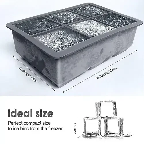 Excnorm Silicone Ice Cube Trays 3 Pack - Large Size Silicone Ice Cube Molds with Leak Proof Removable Lid Square Ice Cube Tray And BPA Free for Cocktail,Whiskey, Stackable Flexible Ice - 3