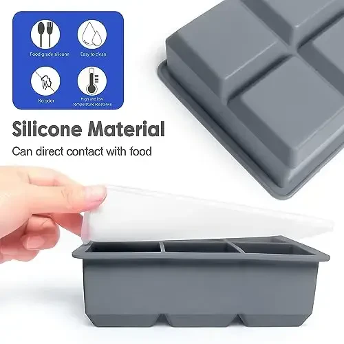 Excnorm Silicone Ice Cube Trays 3 Pack - Large Size Silicone Ice Cube Molds with Leak Proof Removable Lid Square Ice Cube Tray And BPA Free for Cocktail,Whiskey, Stackable Flexible Ice - 7