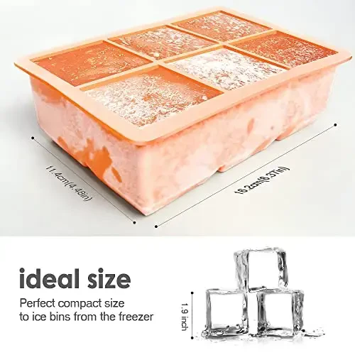 Excnorm Silicone Ice Cube Trays 3 Pack - Large Size Silicone Ice Cube Molds with Leak Proof Removable Lid Square Ice Cube Tray And BPA Free for Cocktail,Whiskey, Stackable Flexible Ice - 3